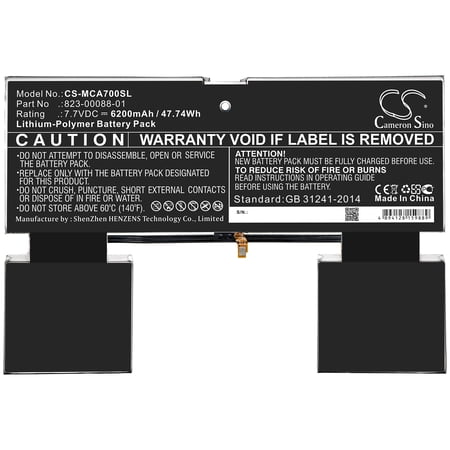 6200mAh Microsoft 823-00088-01 Battery for Surface A70