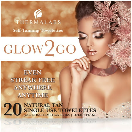 Glow2Go Original Self Tan Towelettes, Sunless Tanning Towels XL 20 Pack for Quick Sun Glow On the Go! Fair to Medium Half Body Self-Tanning Wipes. Use Tanner Towelette for Bronzing Face (Best Fake Tan For Face And Body)