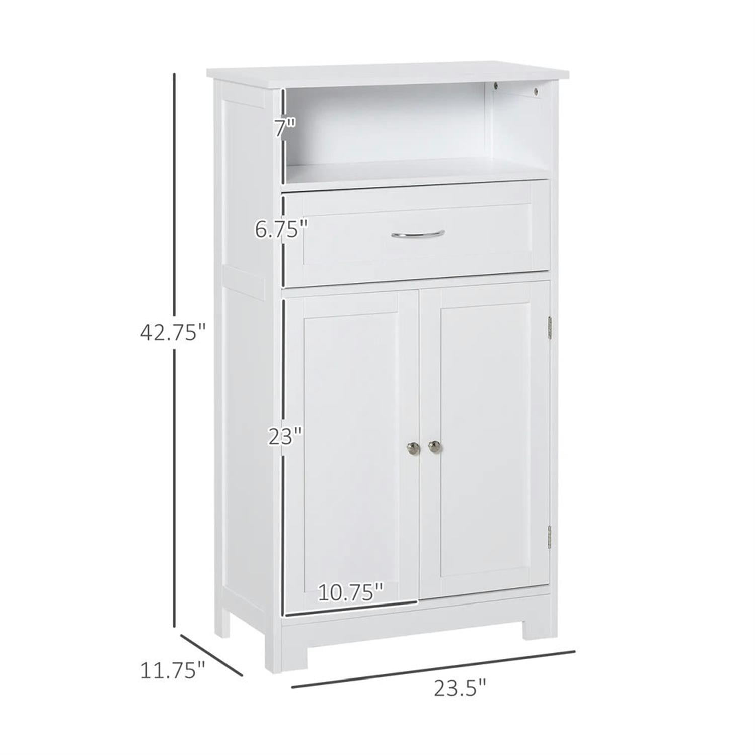 Demi Bonn 42" Bathroom Floor Cabinet, Freestanding Linen Storage Cabinet with Adjustable Shelf and Drawer, for Living room, Entryway, Kitchen, White