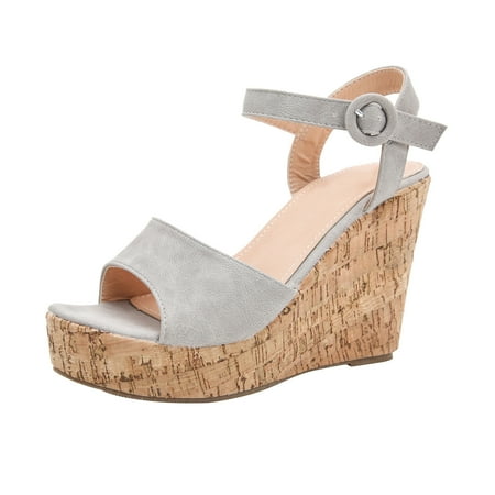 

Women s Ladies Fashion Wedge Platform Peep Toe Buckle Strap Sandals Shoes
