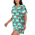 thumbnail image 2 of Daiia Lobsters Of Turquoise Waves Pattern Womens Pajama Sets Short Sleeve Pajamas for Women Sets Soft Lounge Sets Casual Round Neck Sleepwear PJS-3X-Large, 2 of 7