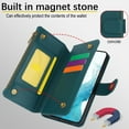 thumbnail image 6 of Wallet Case Compatible with Samsung Galaxy S22 Zipper Luxury ID Cash Credit Card Slots Holder Crossbody Lanyard Folio PU Leather Cover [Detachable Magnetic Hard Case] with Strap, Green, 6 of 15
