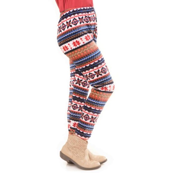 Kid's Velour Printed Leggings, Snlowflake/Tan Intarsia, M, 1 Piece