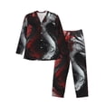 thumbnail image 1 of Balery Cool Black And White Dragon Pijama para Hombre de Dos Piezas con Manga Larga, Conjunto de Dormir y Descanso Suave con Bolsillos-Small, 1 of 7