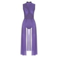 thumbnail image 3 of Kaerm Womens Lyrical Dance Dress Sleeveless Flowy Dresses Ballet Dance Tulle Leotard Long Skirt Purple S, 3 of 7
