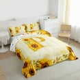 thumbnail image 3 of jejeloiu Letter P Monogrammed Queen Comforter Set,Rustic Flower Print Bedding Sets,Retro Yellow Sunflower Bedding Comforter Set For Child,Microfiber Room Decorative Reversible,3-Piece, 3 of 8