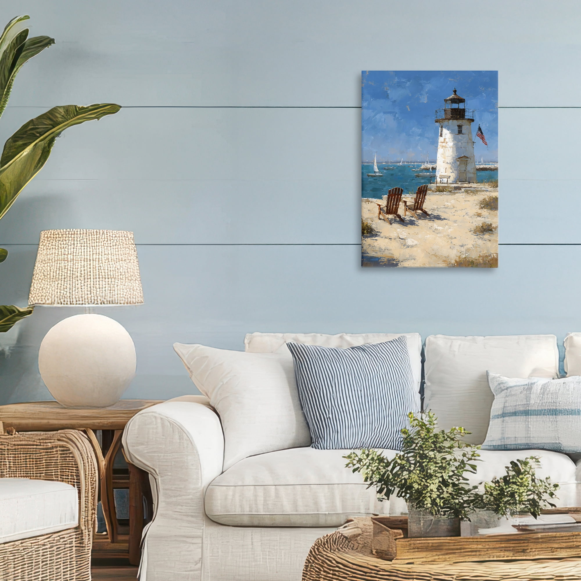 Stupell Industries Summer at Lighthouse Bay Canvas Wall Art, design by Petal Prints Design