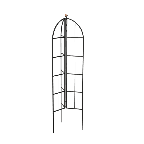 Panacea Garden Trellis, 64 inch Black Metal Circular Outdoor Trellis for Climbing Plants