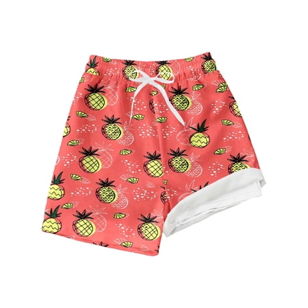 Shadoumai Swim Trunks Kids 7 Cute Print Drawstring Short Pants Fashion Beach Swimwear Swimming Trunks Clothes 1 Piece Zipper Bathing Suit