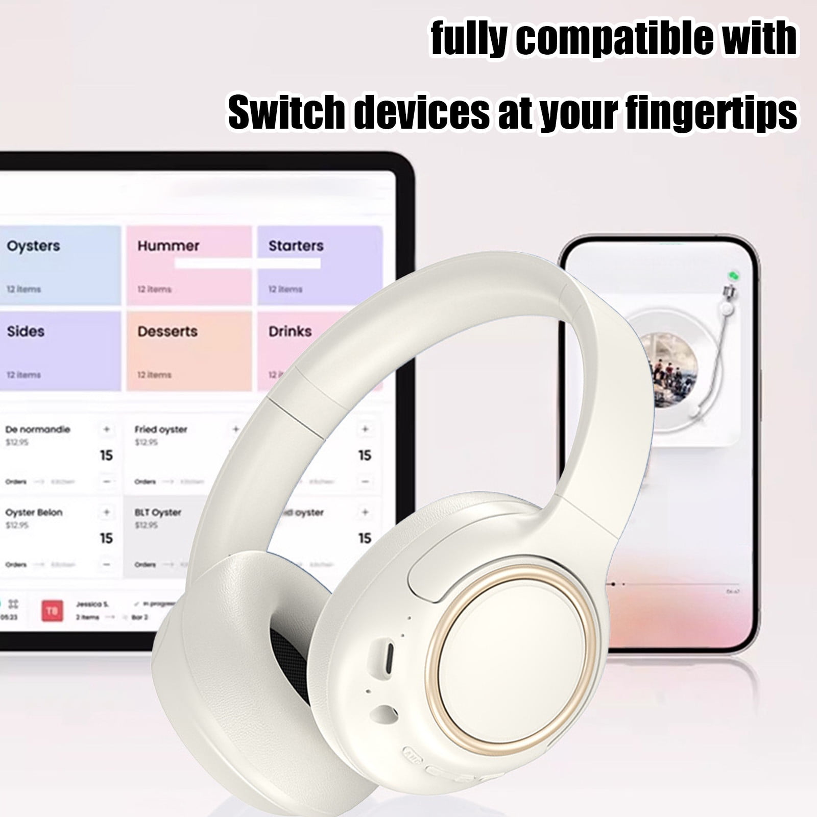 Over Ear Headphones Wireless 80H Playtime, Bluetooth Headphones Over Ear with 3 EQ Modes, Built-in ENC Mic,Deep Bass, HiFi Stereo Foldable 5.4 Bluetooth Headset for Phone PC Travel Gym Workout Office