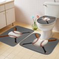 thumbnail image 4 of Baseball Bathroom Rugs Set Sports Gray Background Cartoon Non Slip Absorbent Soft Bath Mats 3 Piece Set with Bathroom Rug, U-Shaped Floor Mat, Toilet Seat Cover Small Size, 4 of 9