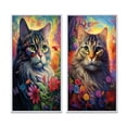 thumbnail image 2 of Designart "Majestic Cat Portrait with Flowers III" Animals Cat Framed Wall Art Set Of 2 - Children's Art Yellow Frame Gallery Set For Office Decor, 2 of 6