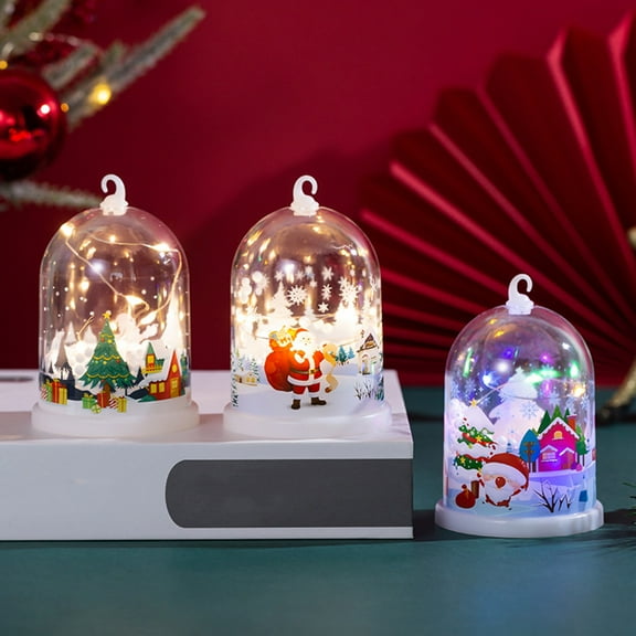 Summer Savings Tpzfurit Christmas Colorful LED Lights Decoration with Snowman and Santa Claus - Desktop Night Light Tree Ornament - Multicolor 4.1x2.8in - Battery Operated for Home or Office - P