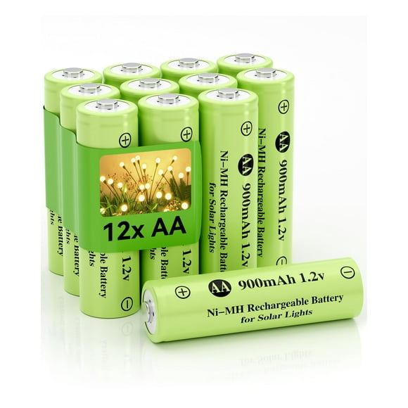 Batería recargable Howardly AA 900 mAh 1.2 V Ni-MH (paquete de 12)