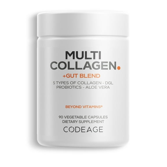 Multi Collagen Capsules   Gut Health Blend, Digestion Probiotics, Collagen 5 Types, Botanicals, 90 ct