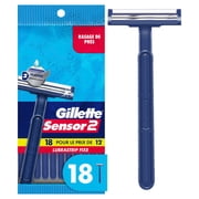 Gillette Sensor2, Fixed Men's Disposable Shaving Razors with Lubrastrip, 18 Count