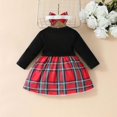 thumbnail image 4 of Edvintorg 3Months-2Years Christmas Baby Girls' Clothing Fashion Plush Long Sleeve Black Jacket Sleeveless Plaid Dress and Headband Winter Three Piece Set Girls Boutique Outfits, 4 of 7