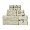 thumbnail image 2 of Madison Park Cotton Bath Towel Set, 6-Piece Absorbent Towels Set for Bathroom, Soft Floral Bath Towels, Hand Towels, Fingertip Towels, Green, 2 of 6