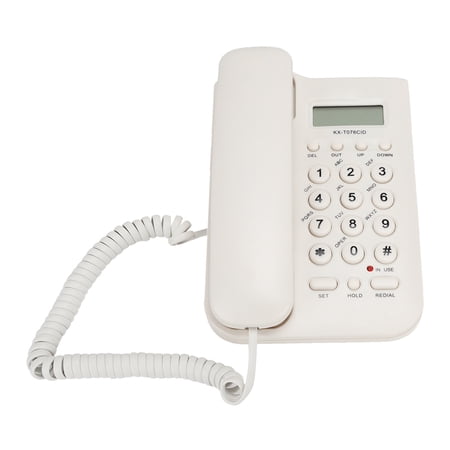 KX-T076 Wired Landline Telephone for Home Office, Corded Phone with UK Connecting Line, White