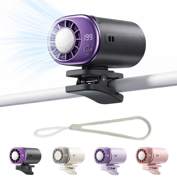 Car Clip on Air Conditioner Fan with LED Display 360° Rotation – 199 Speeds Adjustable USB Rechargeable Personal Cooling Mini Fan for Car Office Beach Travel