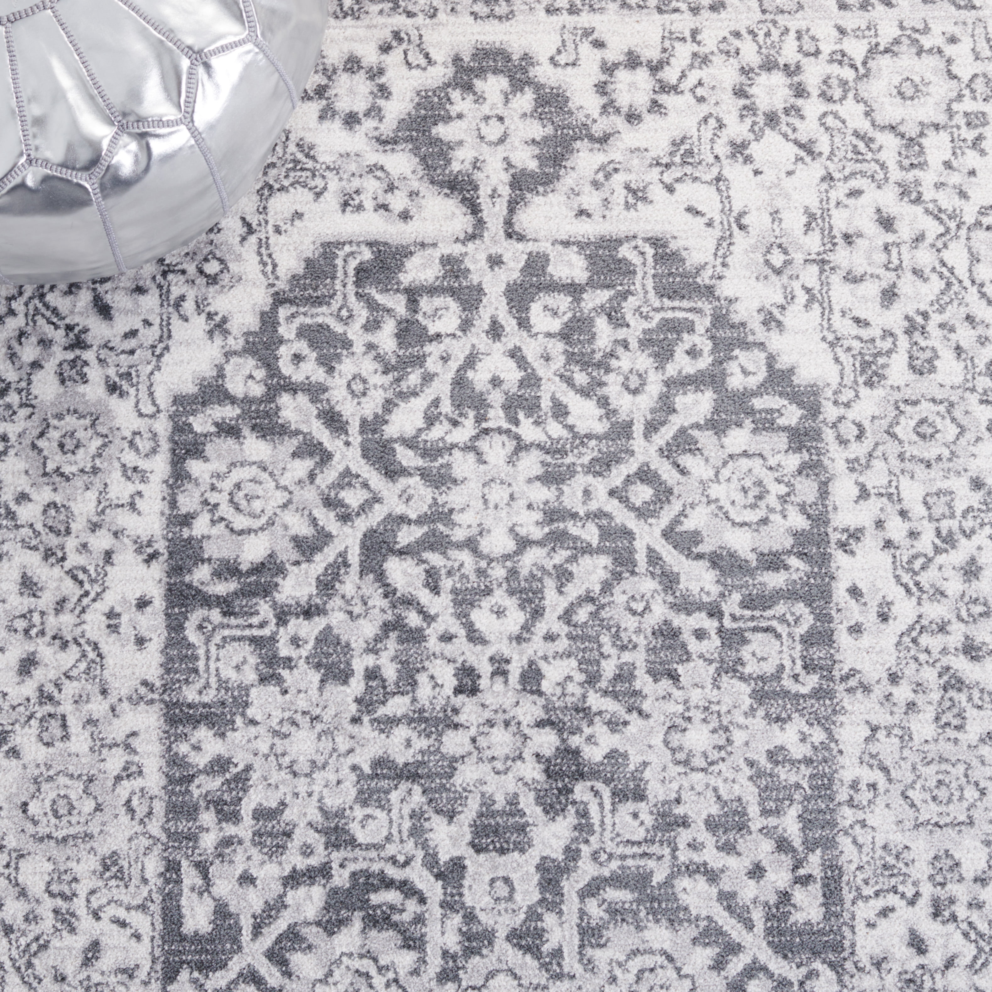 SAFAVIEH Toscana Caryn Medallion Polyester Area Rug, Ivory/Dark Grey, 8' x 10'