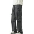 thumbnail image 2 of BiZtdJrK Men's Baggy Cargo Jeans High Waist Straight Leg Denim Pants Solid Casual Multi-Pockets Work Trousers Going Out Wide Leg Denim Pant 90% off Clearance Sale Dark Gray L, 2 of 6