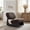 Dark Brown + Polyester + Solid Wood, variant on Modern Curved Hollow Base Rocking Accent Chair, Soft Textured Chenille Upholstered Armless Rocker Lounge Chair, Unique Sculptural Rocking Chair for Living Room Bedroom Nursery