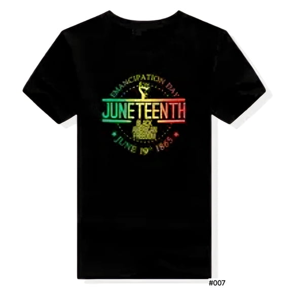 Juneteenth Celebration T- Shirt. (Emancipation Day / Medallion/Storm) #0007