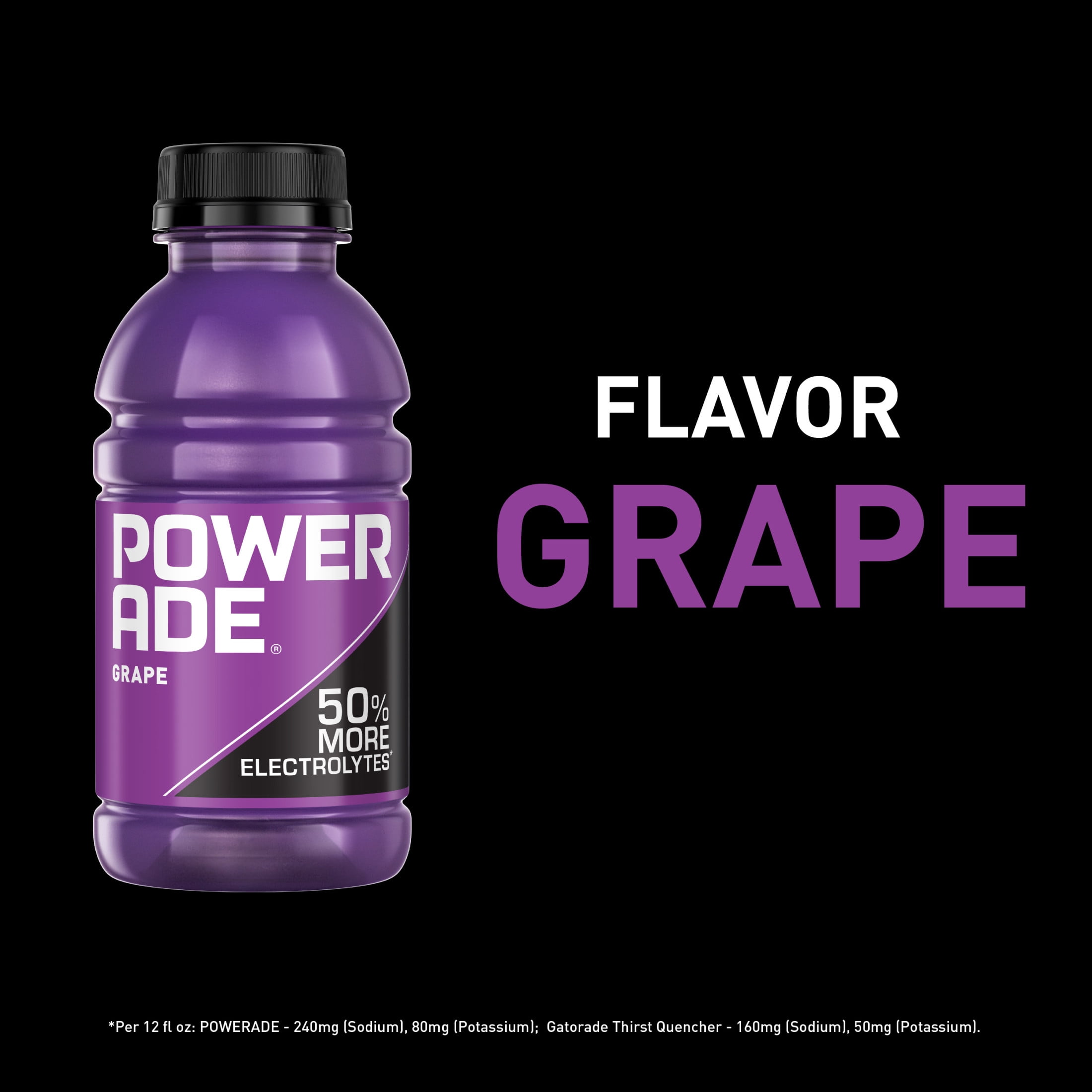 POWERADE Grape Electrolyte Sports Drink Bottles, 12 fl oz, 8 Pack