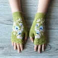 thumbnail image 2 of Clearance! Baberdicy Women Handmade Gloves Winter Hand Warmers Stylish Gloves Ladies Fingerless Gloves Warm Knitted Half Finger Sleeve Green, 2 of 7