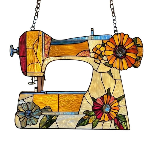 Binwennn Sewing Machine Floral Window Hanging Ornament Sewing Machine Window Ornament Sewing Machine Window Hanging Ornament Tailor Shop Sewing Ornament Decorative Metal Trim for Crafts Giveaway of