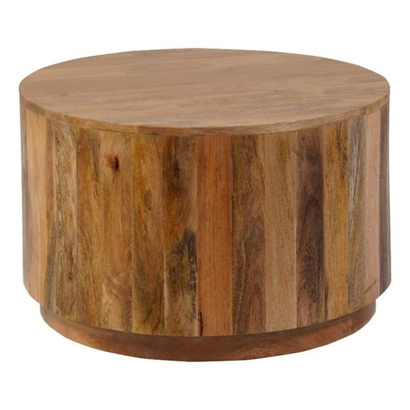 Pemberly Row Modern 30" Round Mango Wood Coffee Table in Brown
