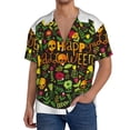 thumbnail image 7 of Lsque Happy Halloween Floral print Men's Cuban Collar Short Sleeve Shirt Summer Beachwear Casual Button Down Fashionable Vacation Leisure Shirt-XX-Large, 7 of 7