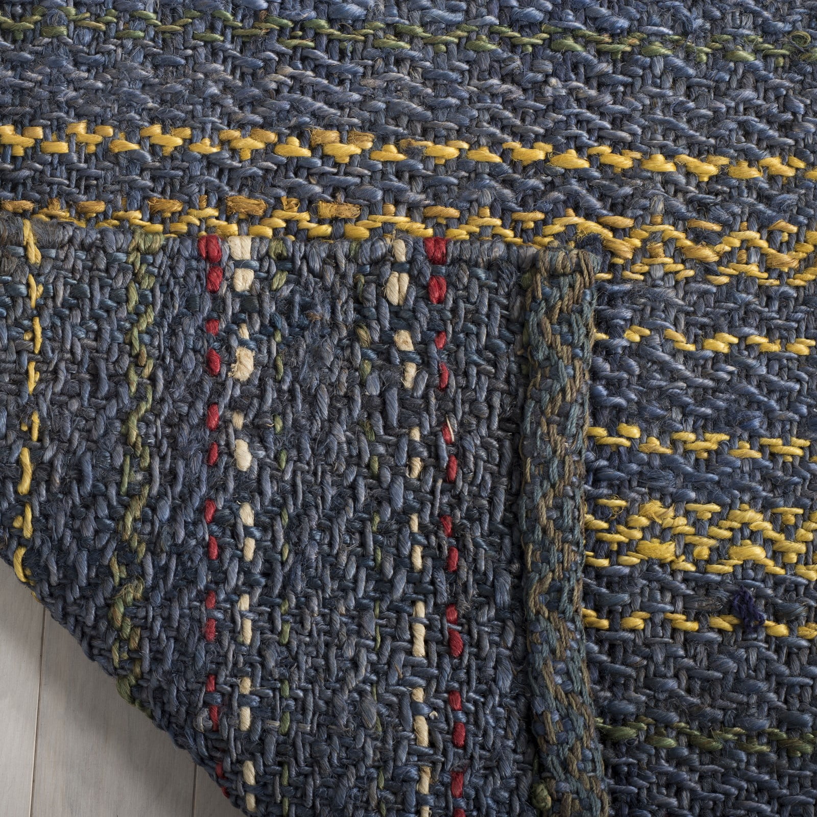 SAFAVIEH Natural Fiber Ombre Striped Jute Runner Rug, Blue/Gold, 2'6" x 8'