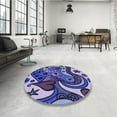 thumbnail image 4 of Ahgly Company Machine Washable Indoor Round Transitional Blue Area Rugs, 3' Round, 4 of 7