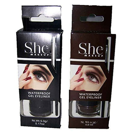 Waterproof Gel Eyeliner Long Lasting Black or Dark Brown By SHE (Best Long Lasting Black Eyeliner)