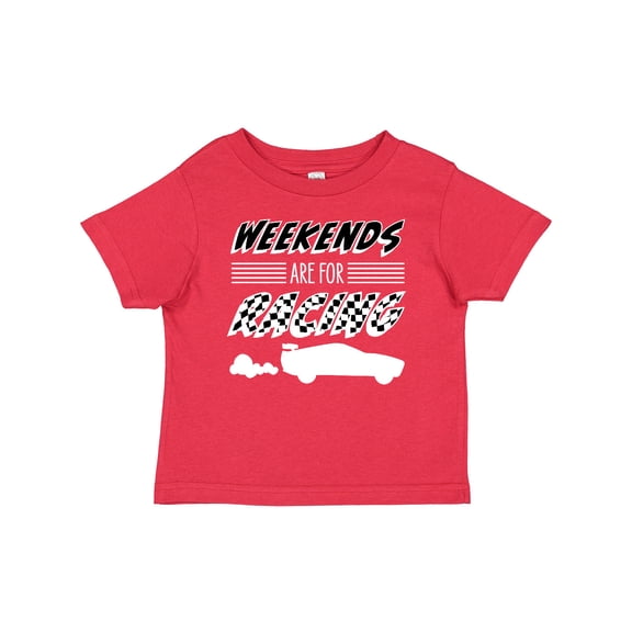 Inktastic Weekends Are for Racing Race Car Silhouette and Racing Flag Boys or Girls Baby T-Shirt