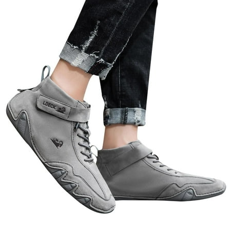 Mepaouo Womens High Top Sneakers Suede Leather Lace Up Hiking Shoes Soft Sole Running Shoes