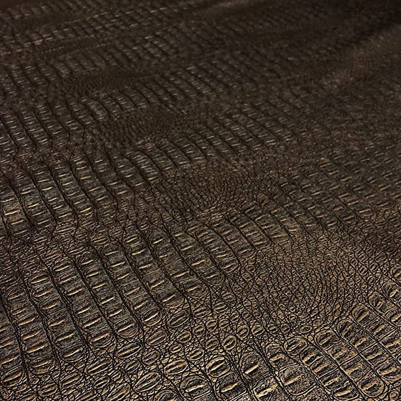 Gator Faux Leather, Soft Textured Crocodile Vinyl Fabric, Alligator Skin Embossed Upholstery And DIY Craft Pleather Sheets – Cut Continuously By The Yard (Brass Metallic)