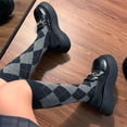 thumbnail image 5 of Knee High Socks Harajuku Preppy Style Argyle Diamond Lattice Plaid Vintage Lolita Stockings, 5 of 7