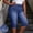 Dark Blue women high waisted capri pants a1, variant on Cagogo Women High Waisted Capri Pants Stretch Casual Plus Size Capri Jeans Travel Loose Summer Cropped Pants Lounge Trousers Beachwear, Blue L