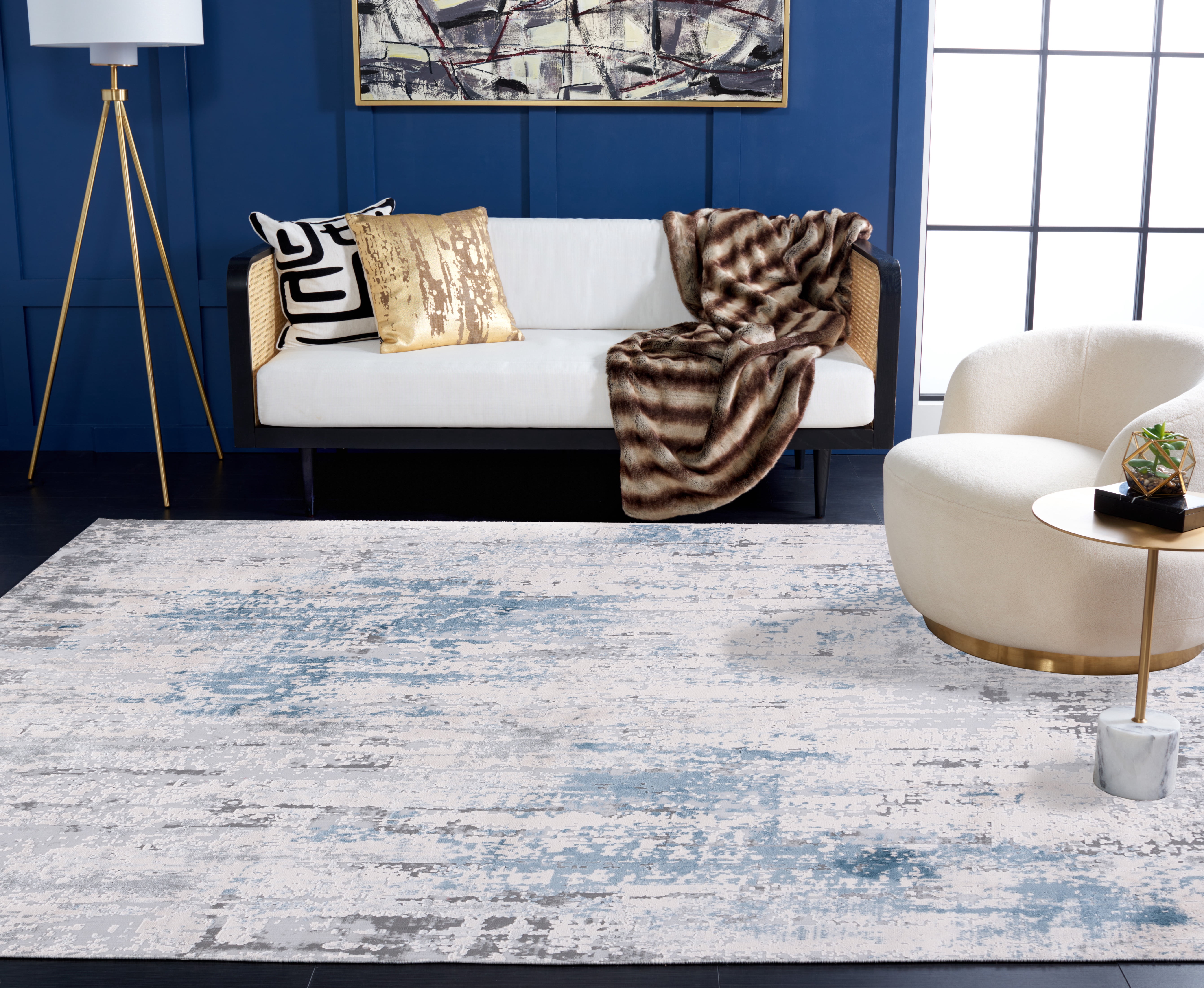 SAFAVIEH Invista Jocelin Abstract Area Rug, Grey/Blue, 9' x 12'