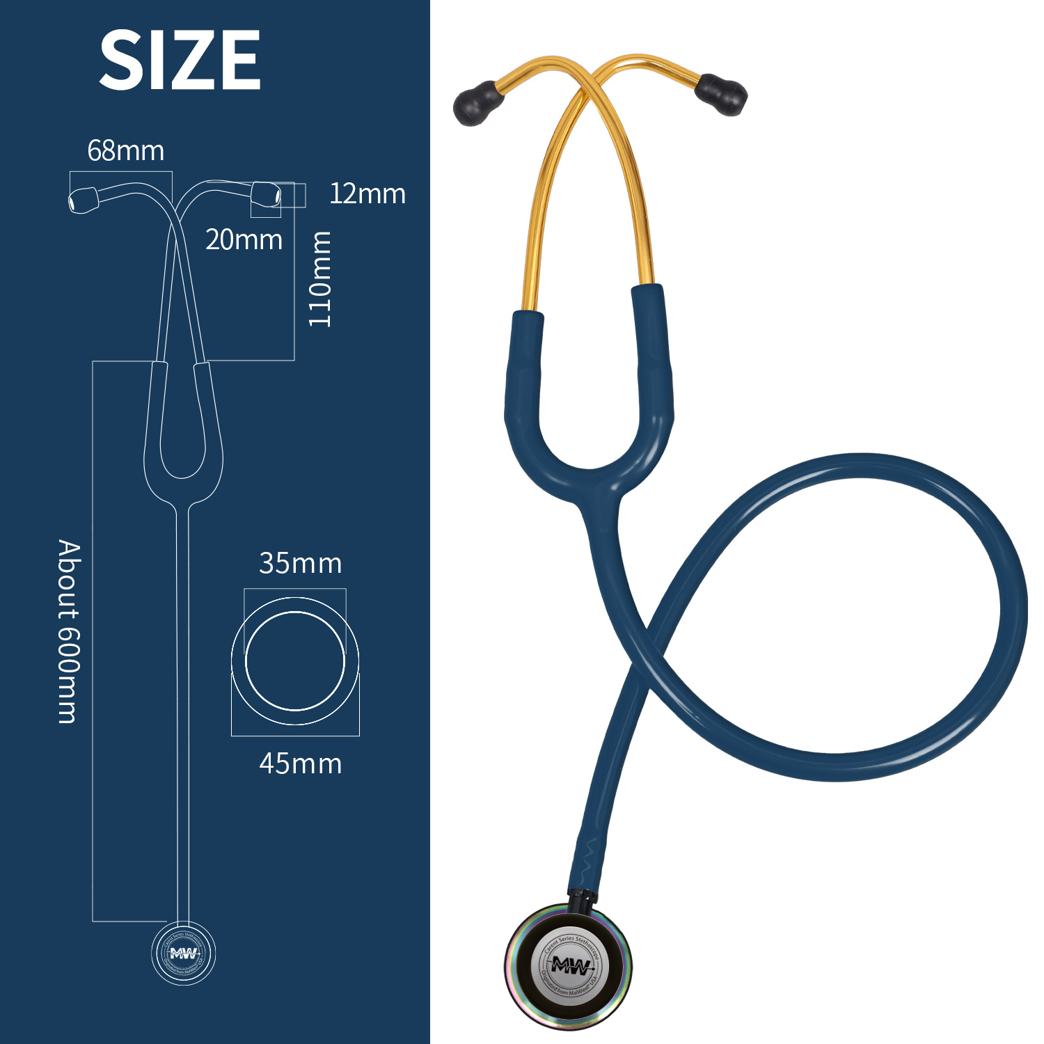 MaiWieel Classic Monitoring Stethoscope Professional Dual Head Caribbean Stethoscopes For Nurse,Doctor,Vet,Home Medical,EMT