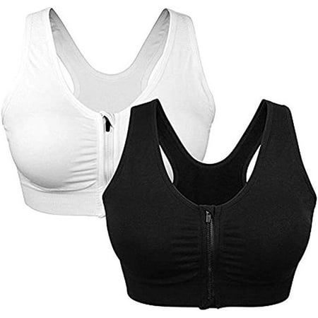 

Women s Zip Front Sports Bra Wireless Racerback Yoga Bras Active Sport Bras