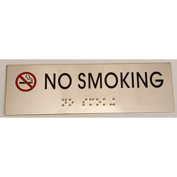 NO SMOKING SIGN - BRAILLE- STAINLESS STEEL ( Heavy Duty-Commercial Use )
