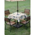 thumbnail image 4 of Outdoor Tablecloth with Umbrella Hole for Patio/Picnic/Party/Camping, Blue Starfish Coastal Waterproof Table Cloth Square Cover Washable, Summer Beach Coral Linen Texture (54"x 54"), 4 of 8