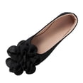 thumbnail image 3 of Lenago Bowknot Flower Flat Shoes for Women Slip On Low Wedge Casual Walking Shoes with Arch Support Summer Beach Fashion Shoes Footwear Black Size-9.5, 3 of 10