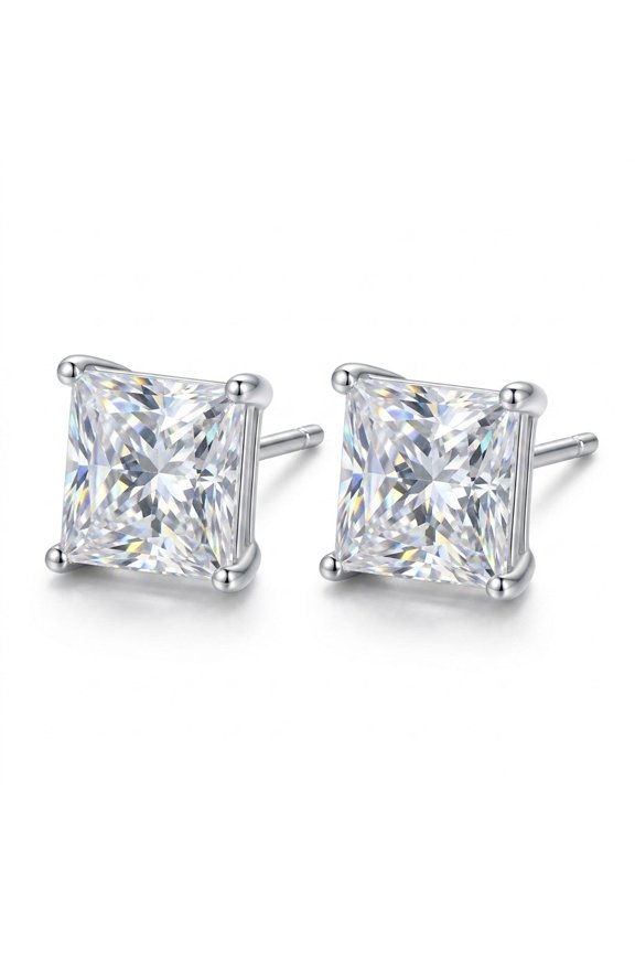 IGI Certified 4.00 Ct Princess Cut Lab Grown Diamonds Stud Earrings F Color VS1 Clarity Platinum Gift for Women Wife Anniversary 950 Platinum