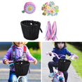 thumbnail image 4 of Cesta de bicicleta con manillar delantero de borla de color con pegatinas con decoración de campana Bolsa de transporte Mimbre tejido a mano ajustable Negro Macarena Cesta para bicicleta, 4 of 7
