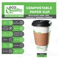thumbnail image 2 of 16 oz Compostable Paper Cups with Black Dome Lids, Sleeves and Wooden Stirrers - Biodegradable Disposable White Paper Coffee Cups PLA Lined - Eco-friendly Hot and Cold Drinking Cups (300), 2 of 4